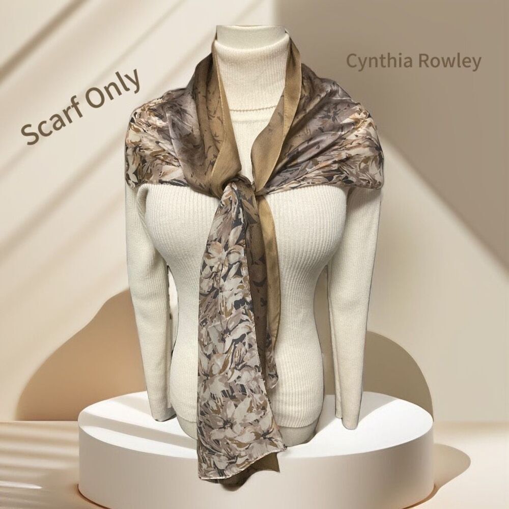 Cynthia Rowley Floral Sheer Scarf in Beige, Taupe, Cream